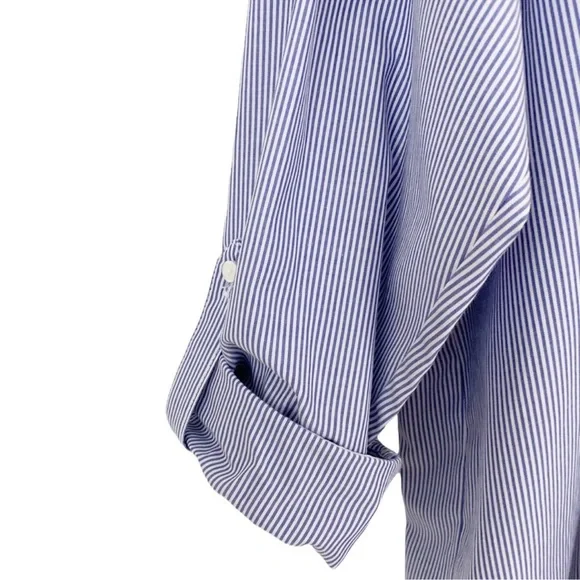 Zara Striped Button Up Shirt with Red Ribbon Accents - Picture 5 of 11